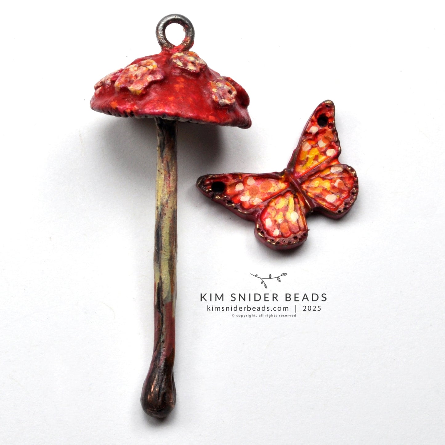 Mushroom & butterfly charm beads