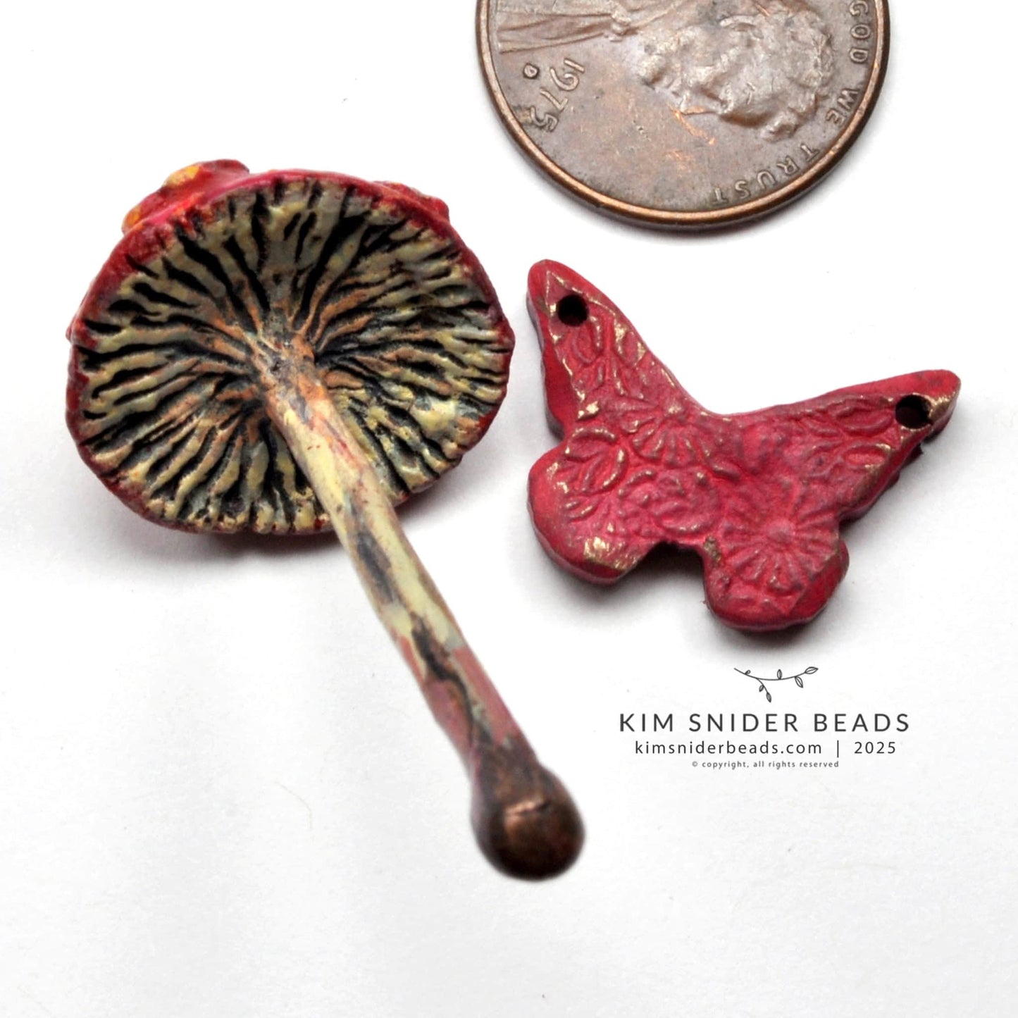 Mushroom & butterfly charm beads