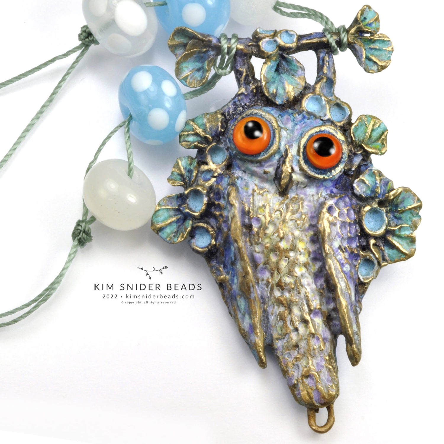 Owl focal artbead - copyright Kim Snider