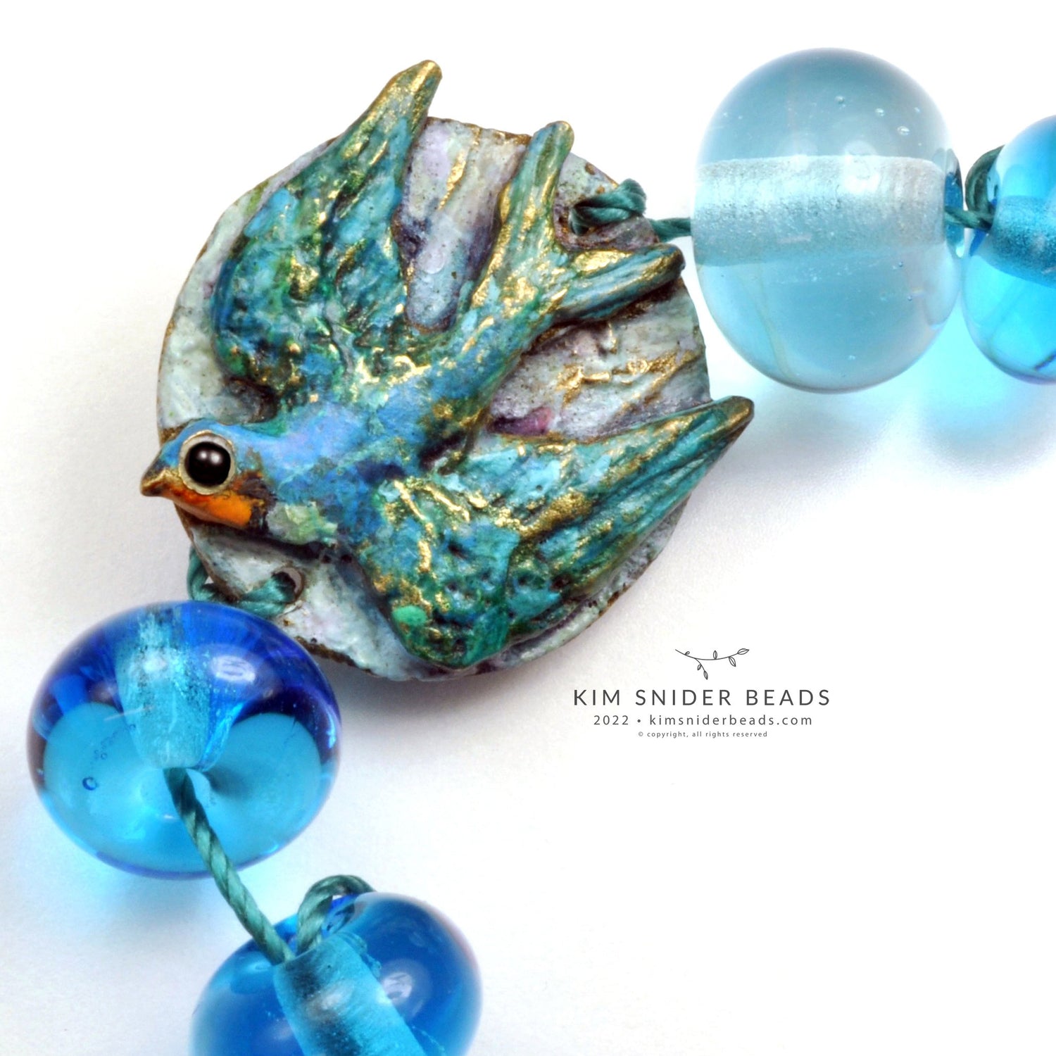 Petite songbird charm bead copyright Kim Snider